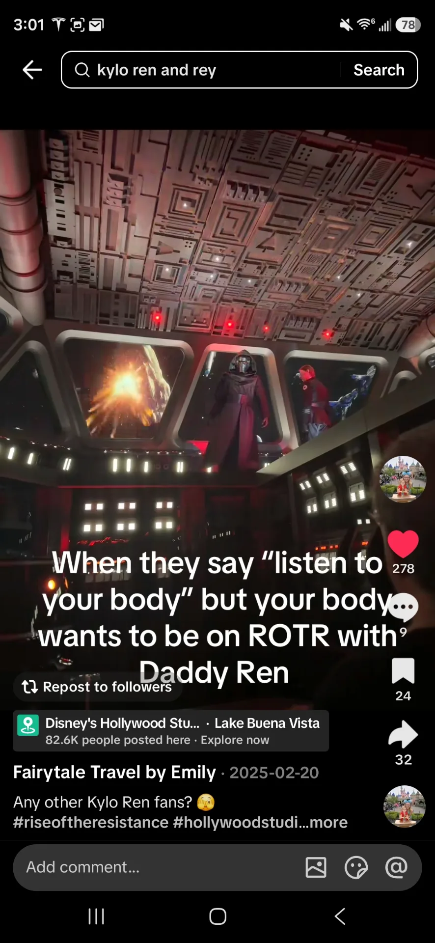 Any other Kylo Ren fans? 🫣#riseoftheresistance #hollywoodstudios #disneyworld #disneymeme #disney #travelagent #fairytaletravelbyemily #kyloren