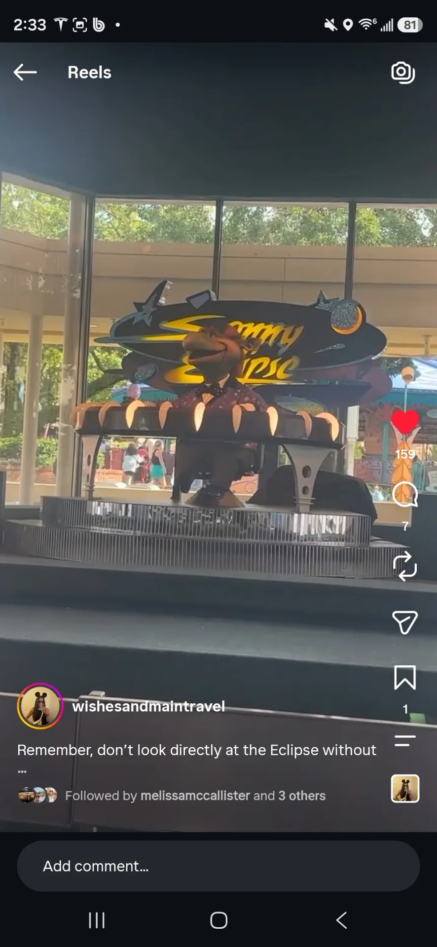 Remember, don’t look directly at the Eclipse without your special glasses! 🕶️

#sonnyeclipse #disney #disneyworld #tomorrowland #cosmicrays #eclipse #waltdisneyworld