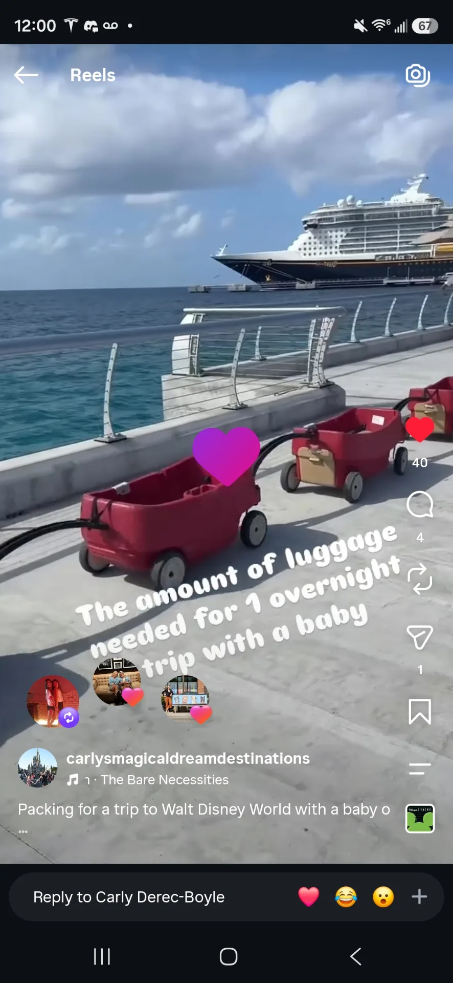 Packing for a trip to Walt Disney World with a baby or toddler is basically preparing for an expedition into the wilderness… except this wilderness has Mickey, rides and working washrooms.

Yes, Disney has cribs available (bless 🙌), but let’s talk about what YOU still need to bring:
• Snacks! Then double it, wait triple it! Snacks can be brought into all Disney parks.
• Extra clothes because Florida weather changes faster than toddler moods
• Extra shoes to help with puddles, water rides and because we all know toddlers can't make up their mind on what to wear
• The stroller — aka your MVP, storage unit and mobile nap station
• Wipes! For everything… not just the baby
• The random comfort items you’ll panic without

You’ll pack like you’re moving out and somehow still feel unprepared when your toddler demands that very specific snack you definitely didn’t bring or that shirt that they haven't worn in months.

But once you’re there? Pure magic! And maybe, just maybe you'll use 50% of what you actually packed.

Let me help you plan every detail, even reminders on those little extras to pack for "just in case" moments.

📧CarlysMagicalDreamDestinations@gmail.com

Authorized Travel Planner with Ticket-To-Ride, Inc.

#TravelDisney #DisneyVacation #DisneyFamily #Disney #disneyLife